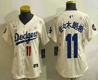 Women%27s Los Angeles Dodgers #11 Roki Sasaki Cream Japanese 2025 Tokyo Series Limited Jersey->washington nationals->MLB Jersey